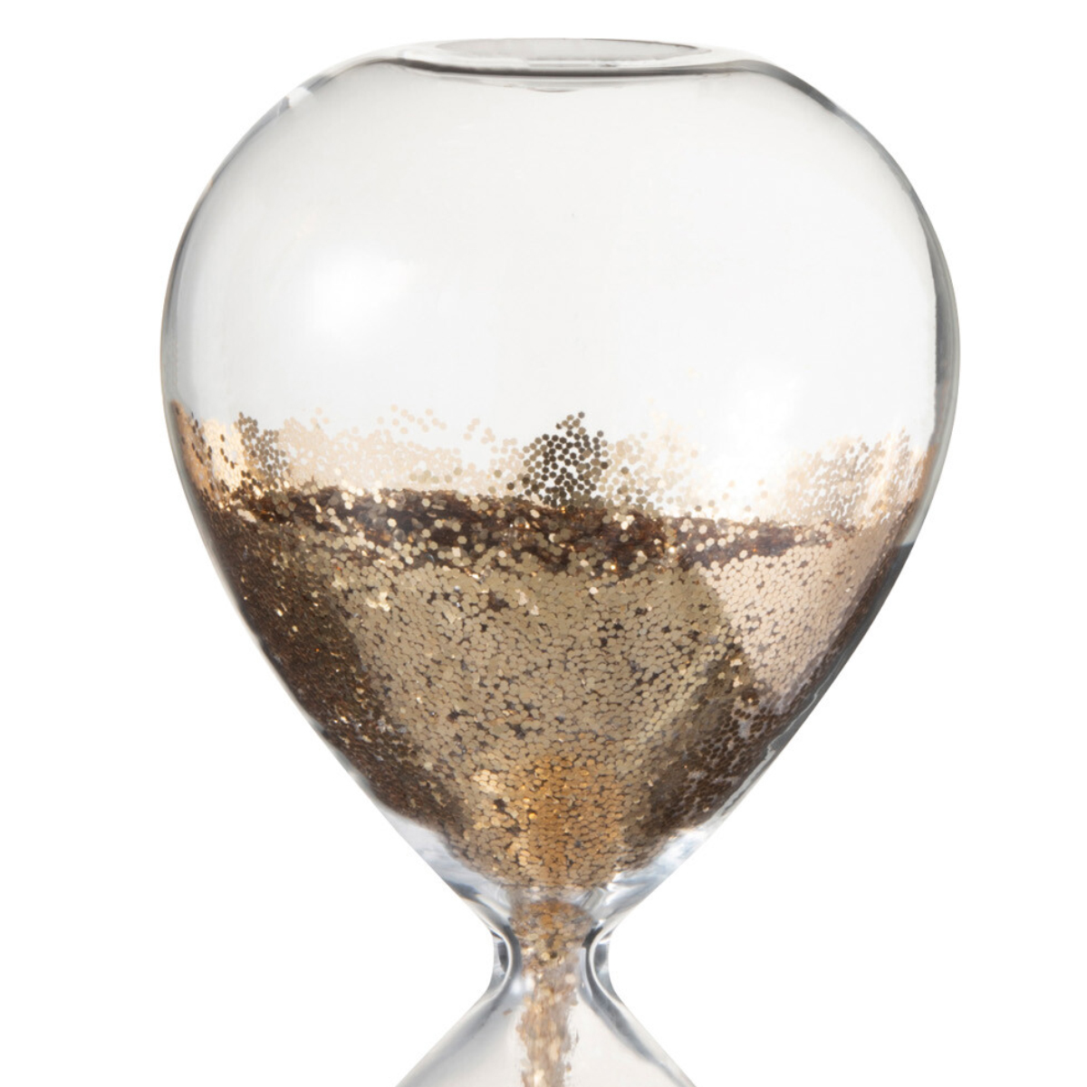 Hourglass in glass and gold sequins