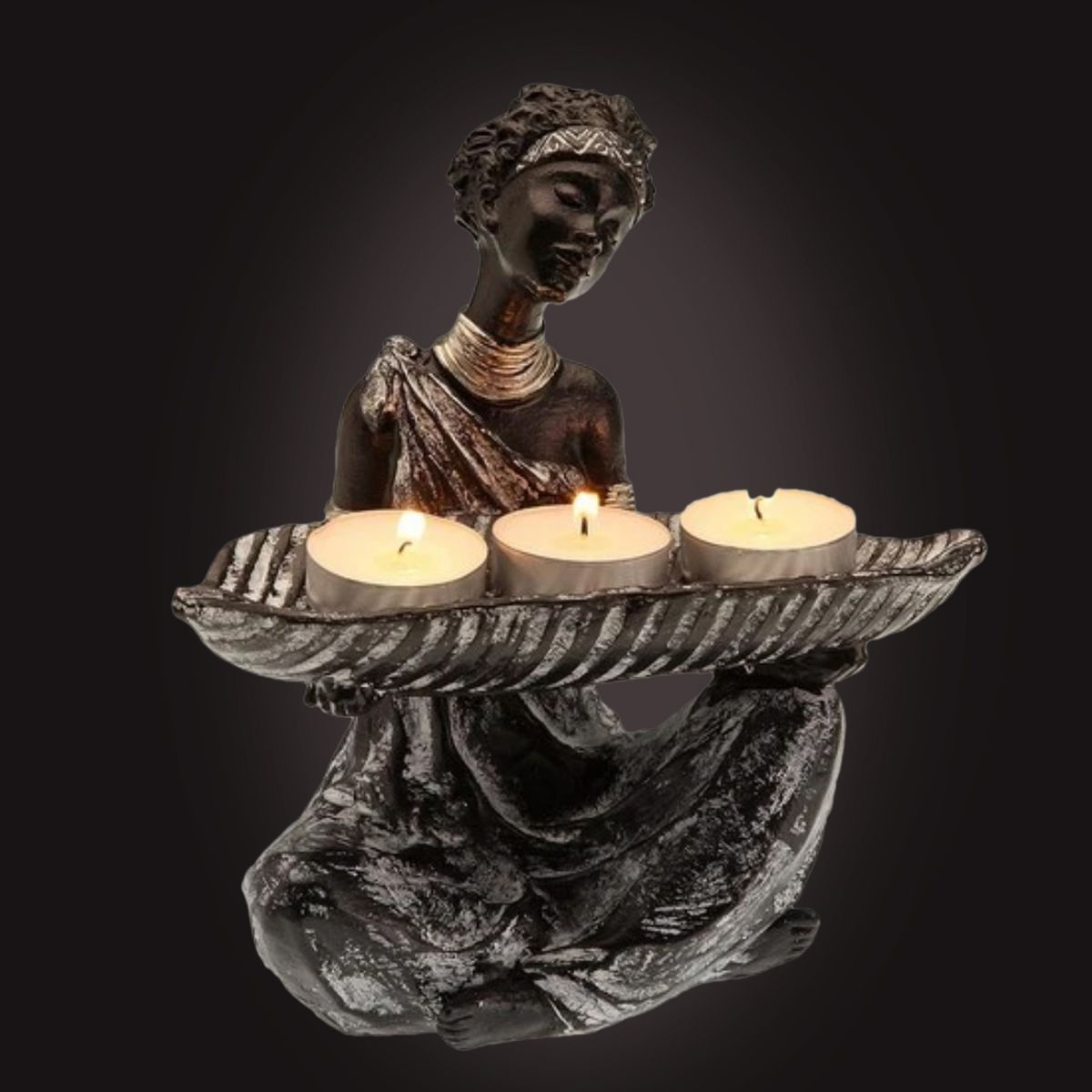 African woman decorative candle holder 20 cm