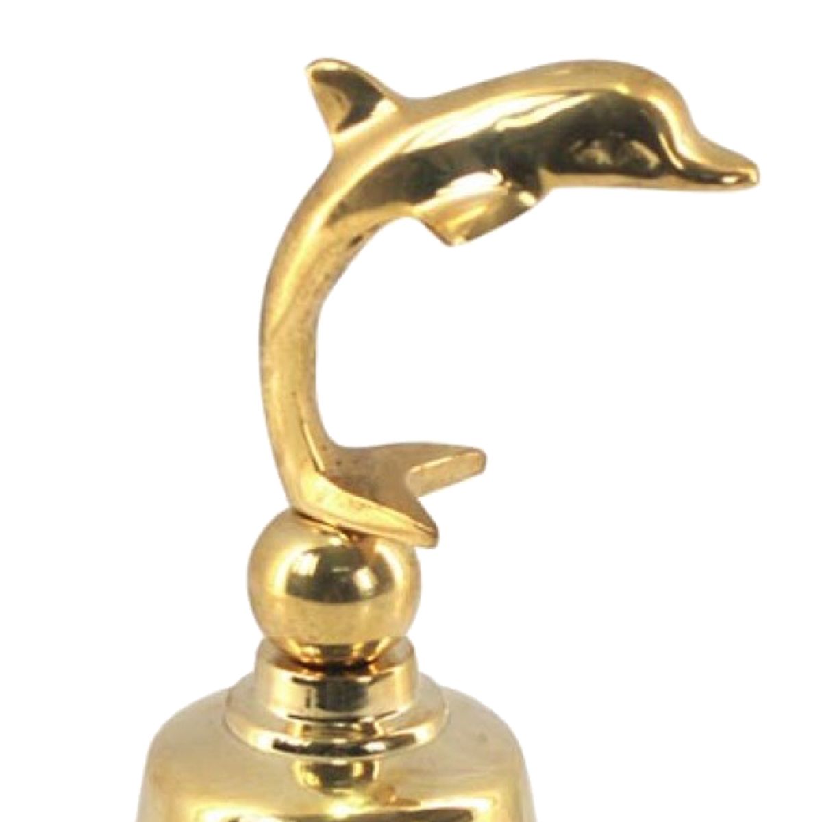 Dolphin hand bell in golden brass