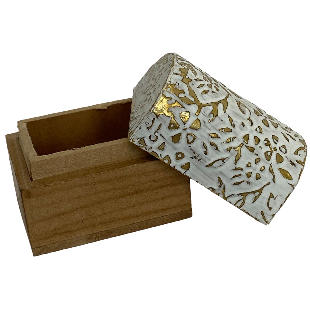 Mini Floral box in white wood and gold