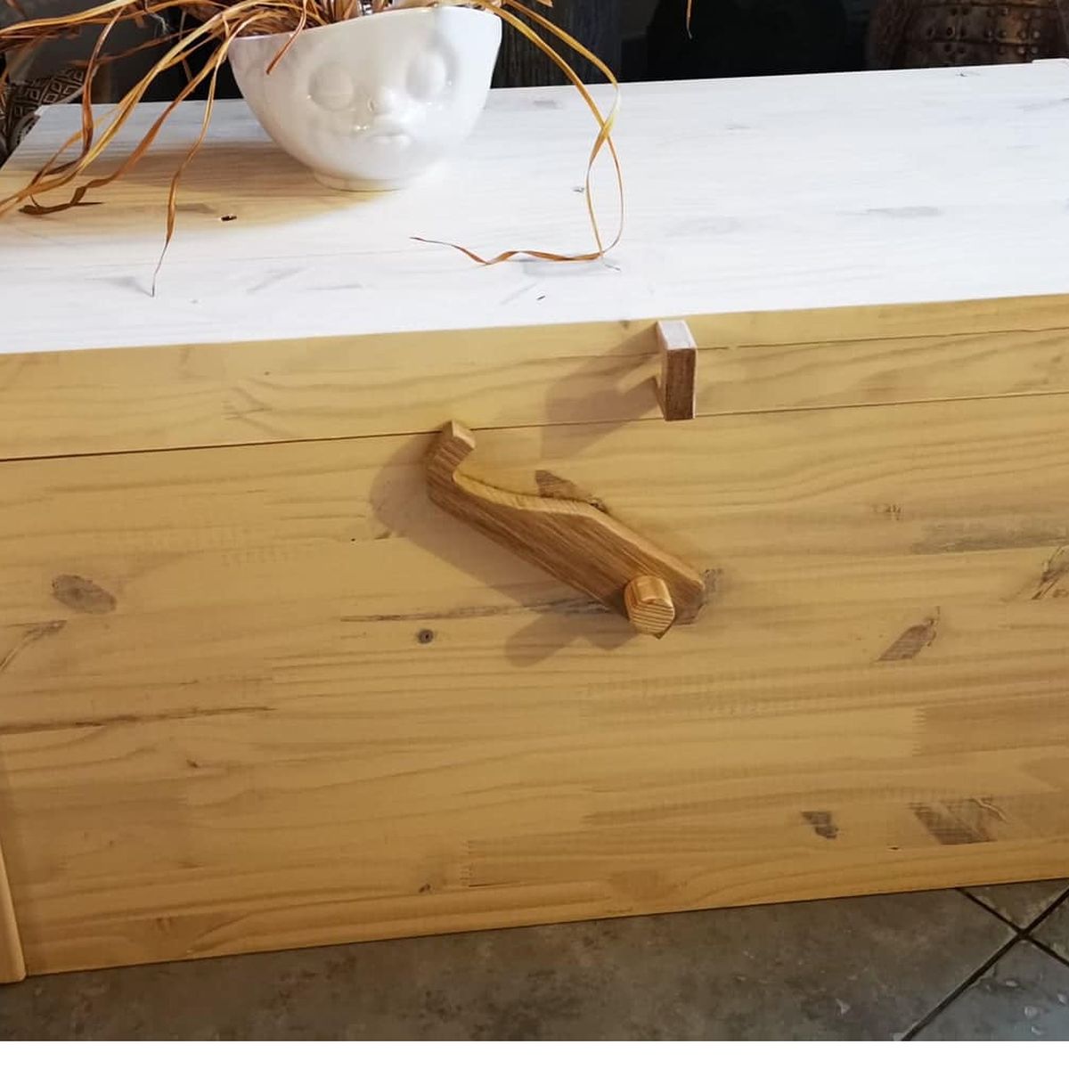 White stained pine wood chest