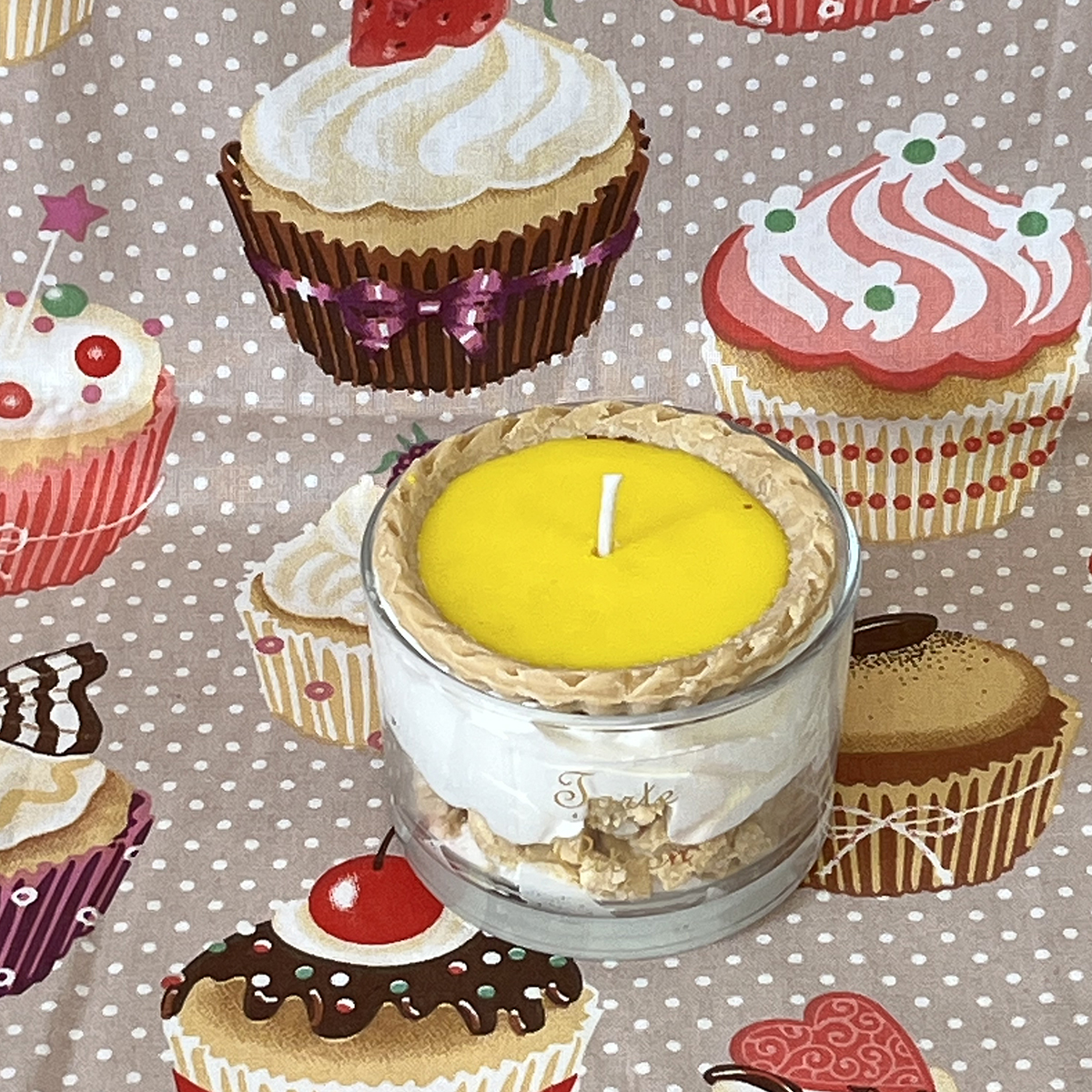 Handcrafted lemon tartlet scented candle