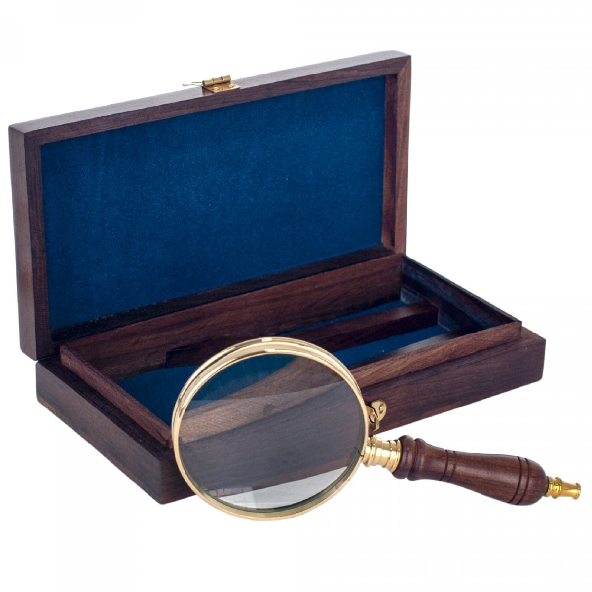 Decorative magnifier in wooden box