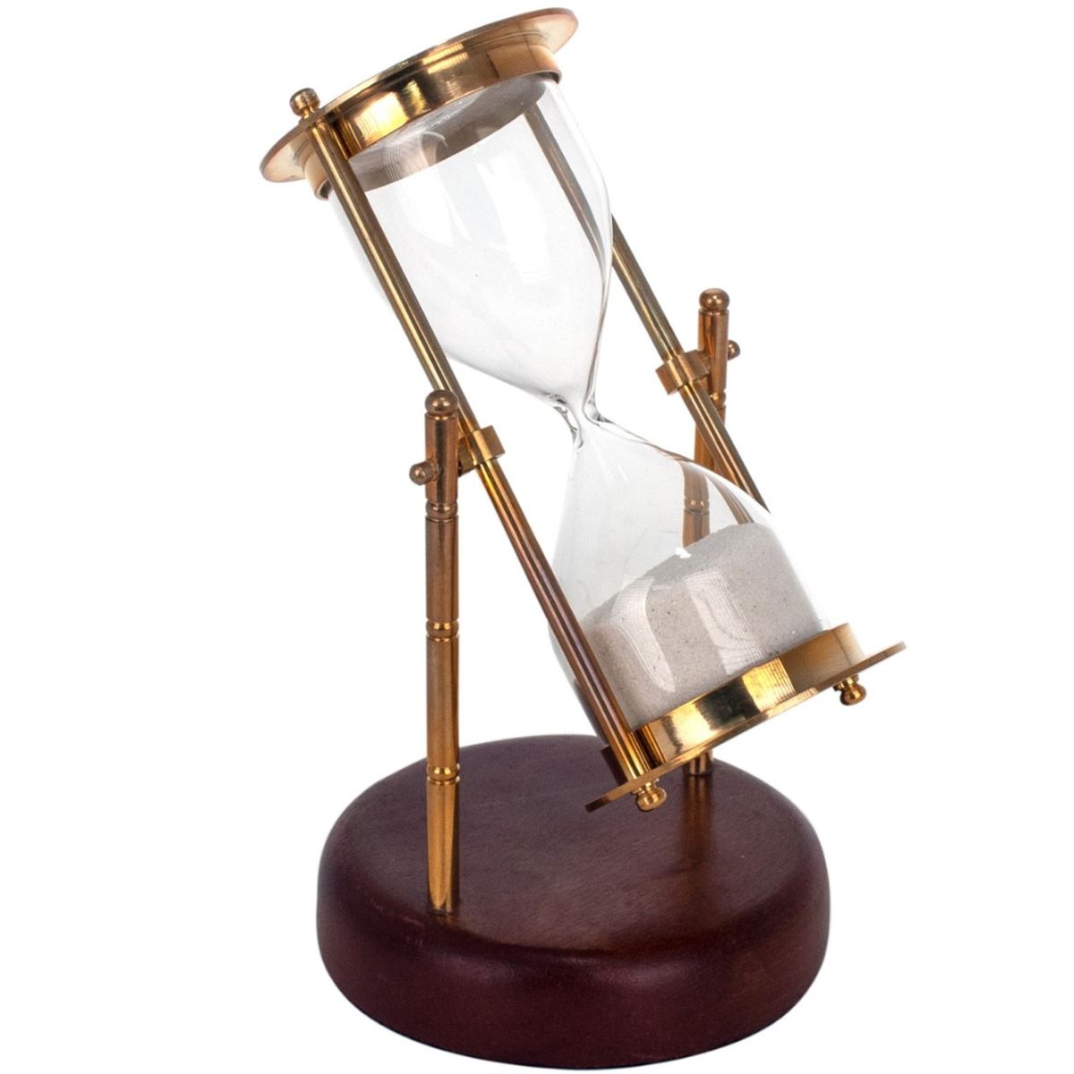Golden brass and glass decorative hourglass