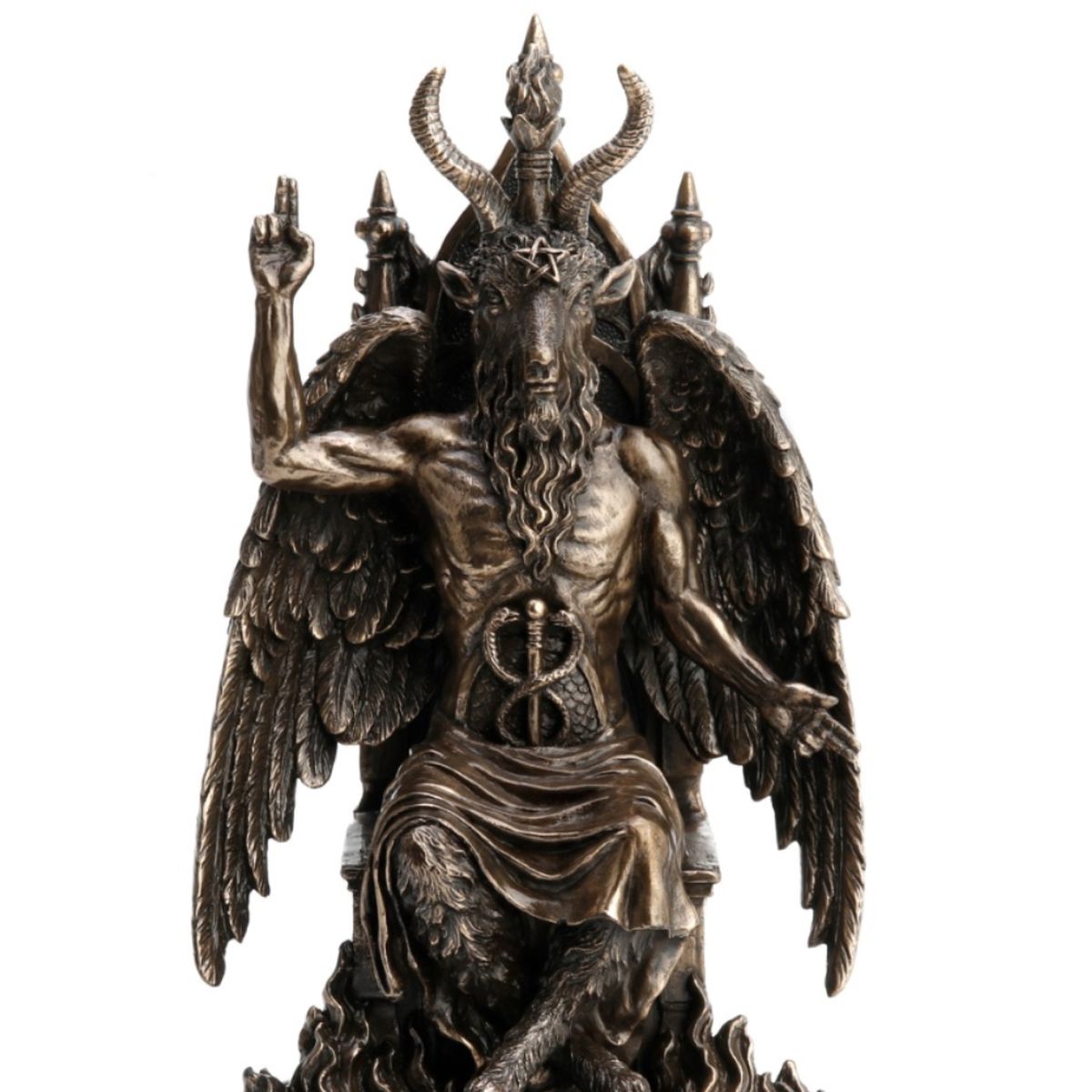 Baphomet polyresin statuette in bronze color