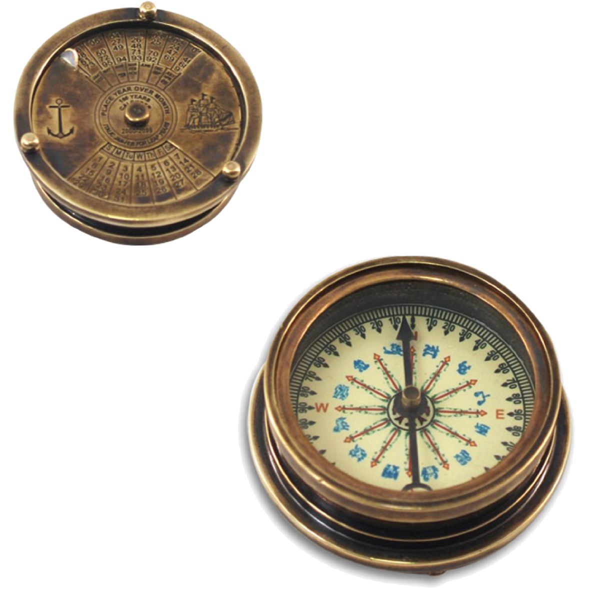 Ornamental Brass Compass - Calendar