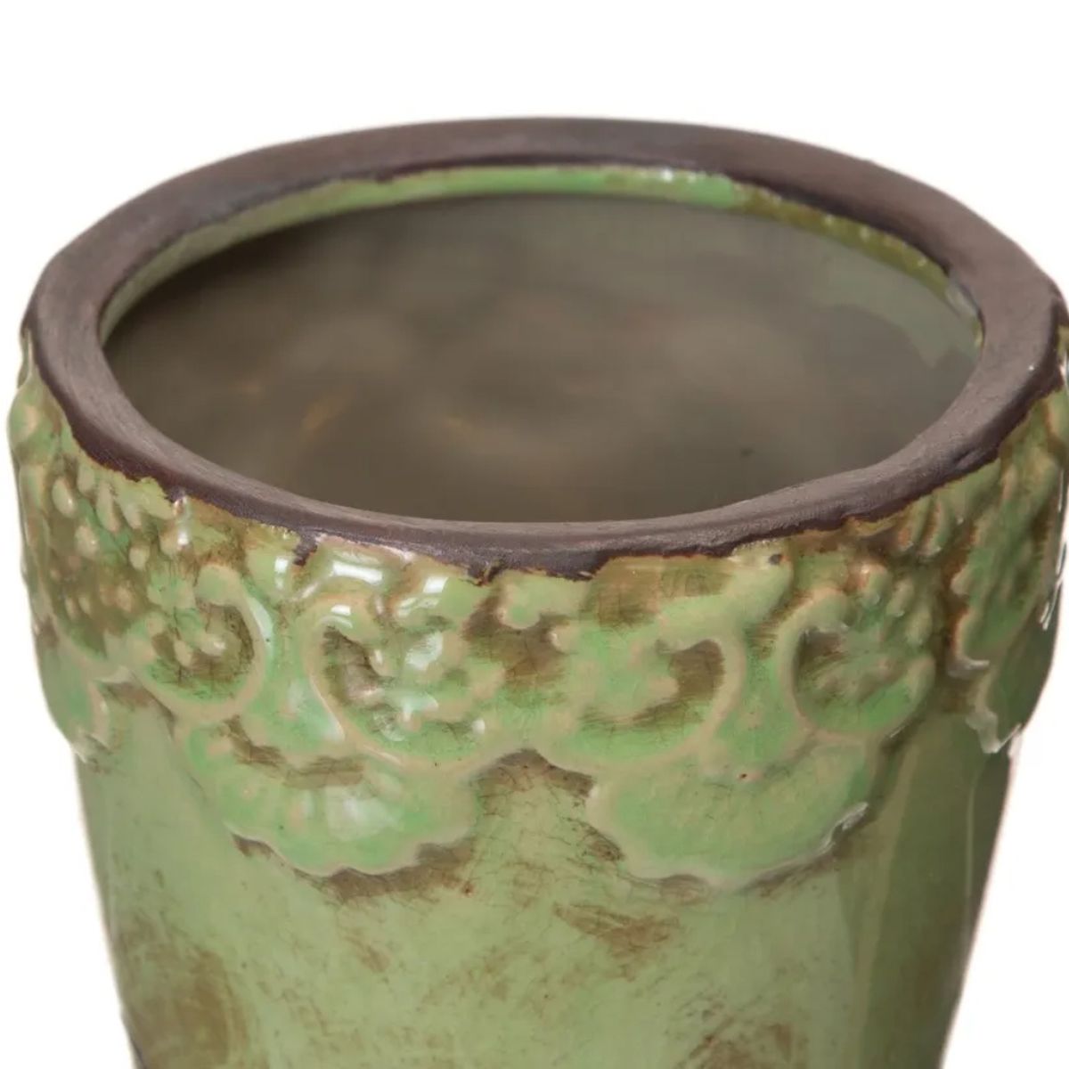 Flower pot in aged ceramic - Green