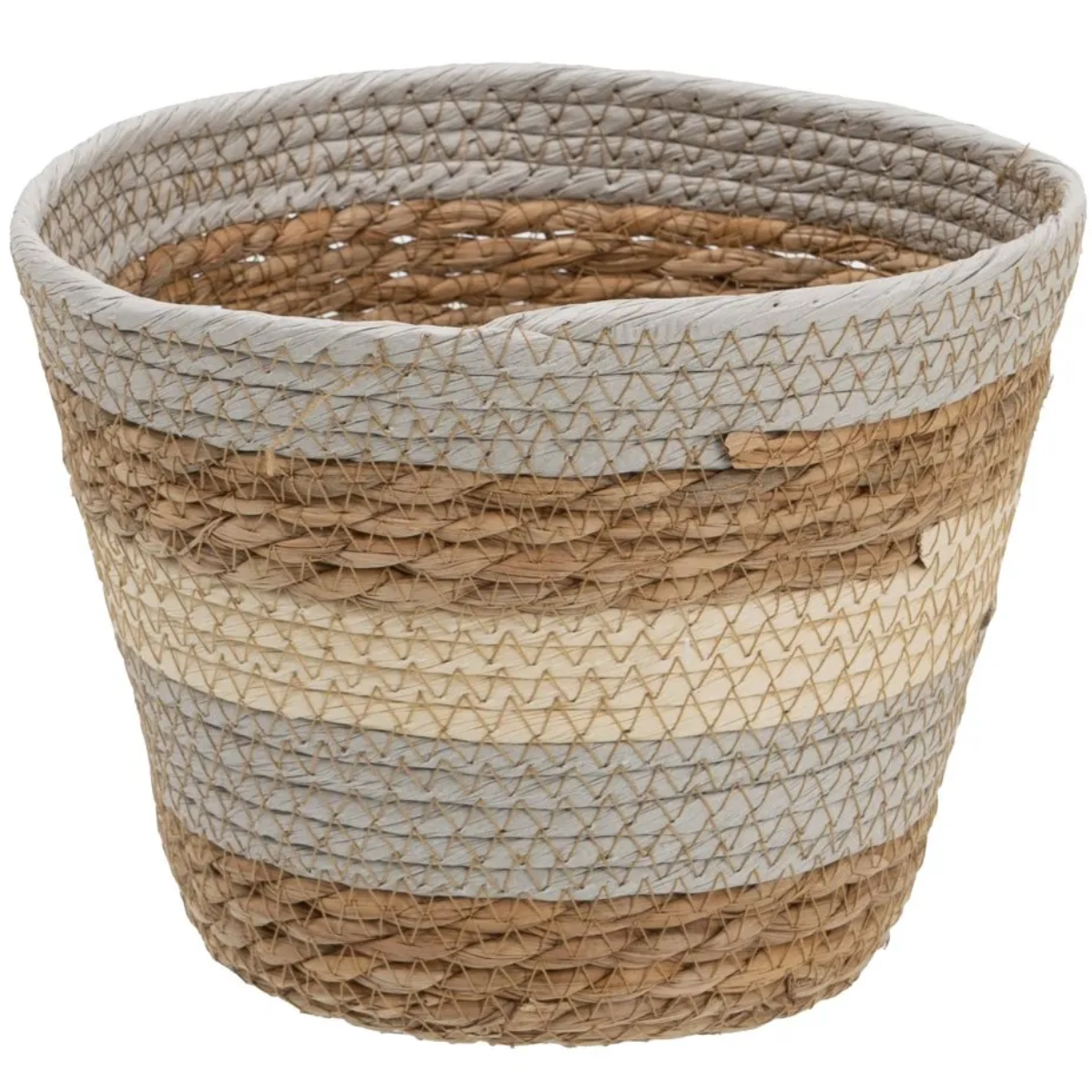 Set of 3 baskets in reed fiber and corn husk