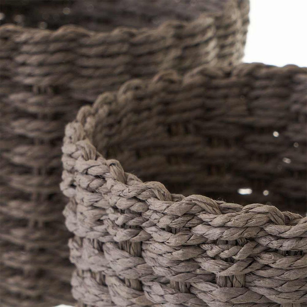 Set of 2 braided paper fiber baskets - Grey