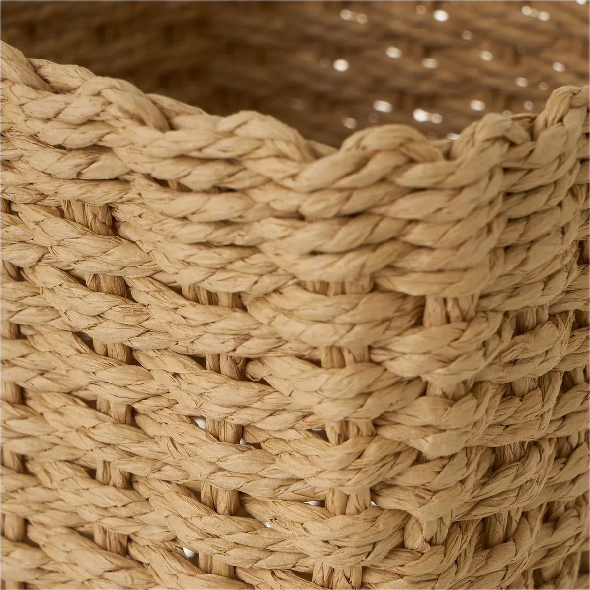 Braided paper fiber basket - Beige