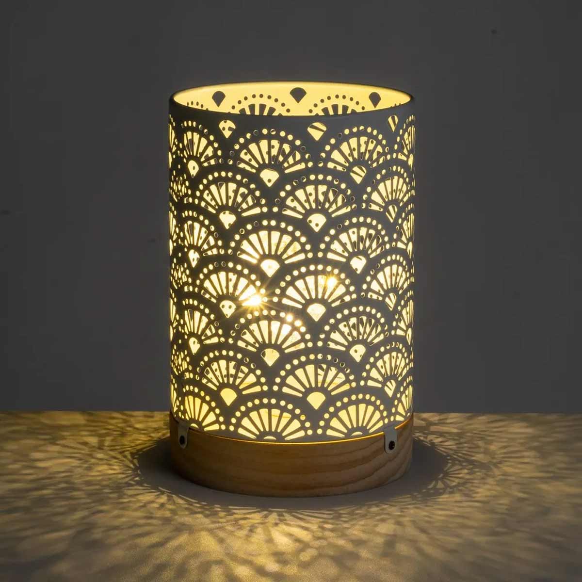 LED lamp in metal and wood 20 cm
