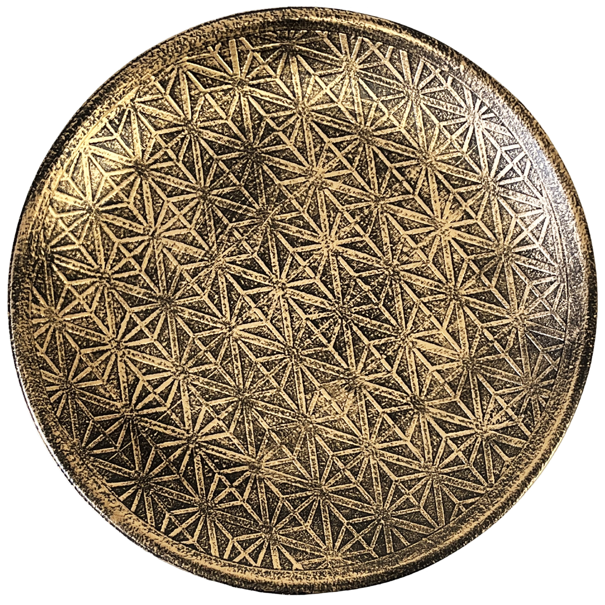 Decorative tray in patinated gold wood