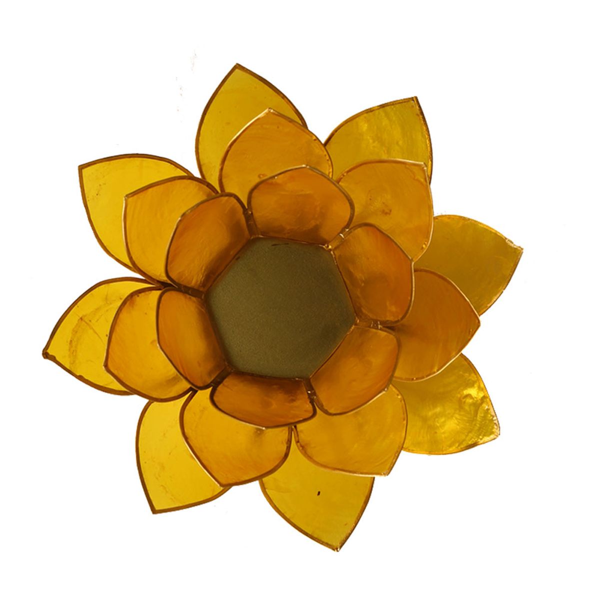 Lotus candleholder chakra 3 yellow goldlining