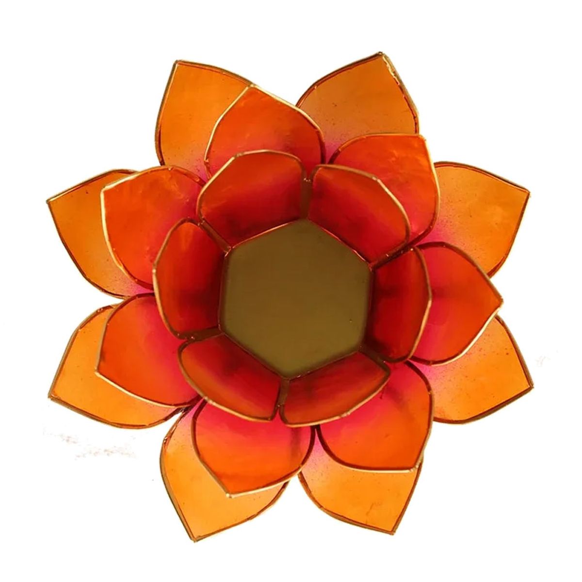 Lotus candleholder chakra 2 orange pink goldlining