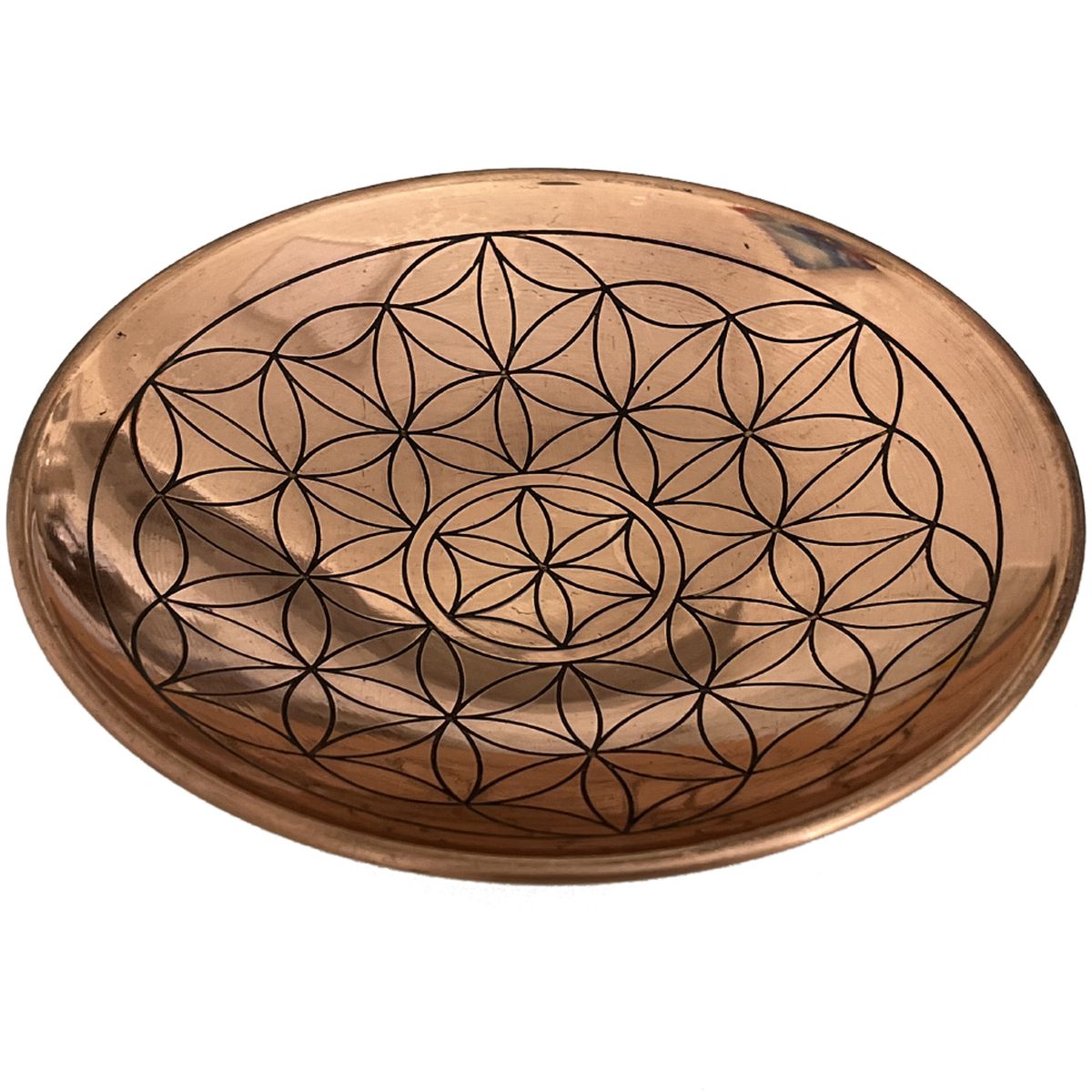 Copper plate with flower of life design
