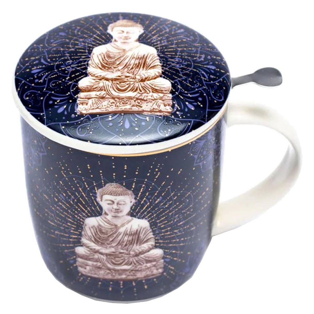 Gift box Tea Infuser Mug Buddha blue