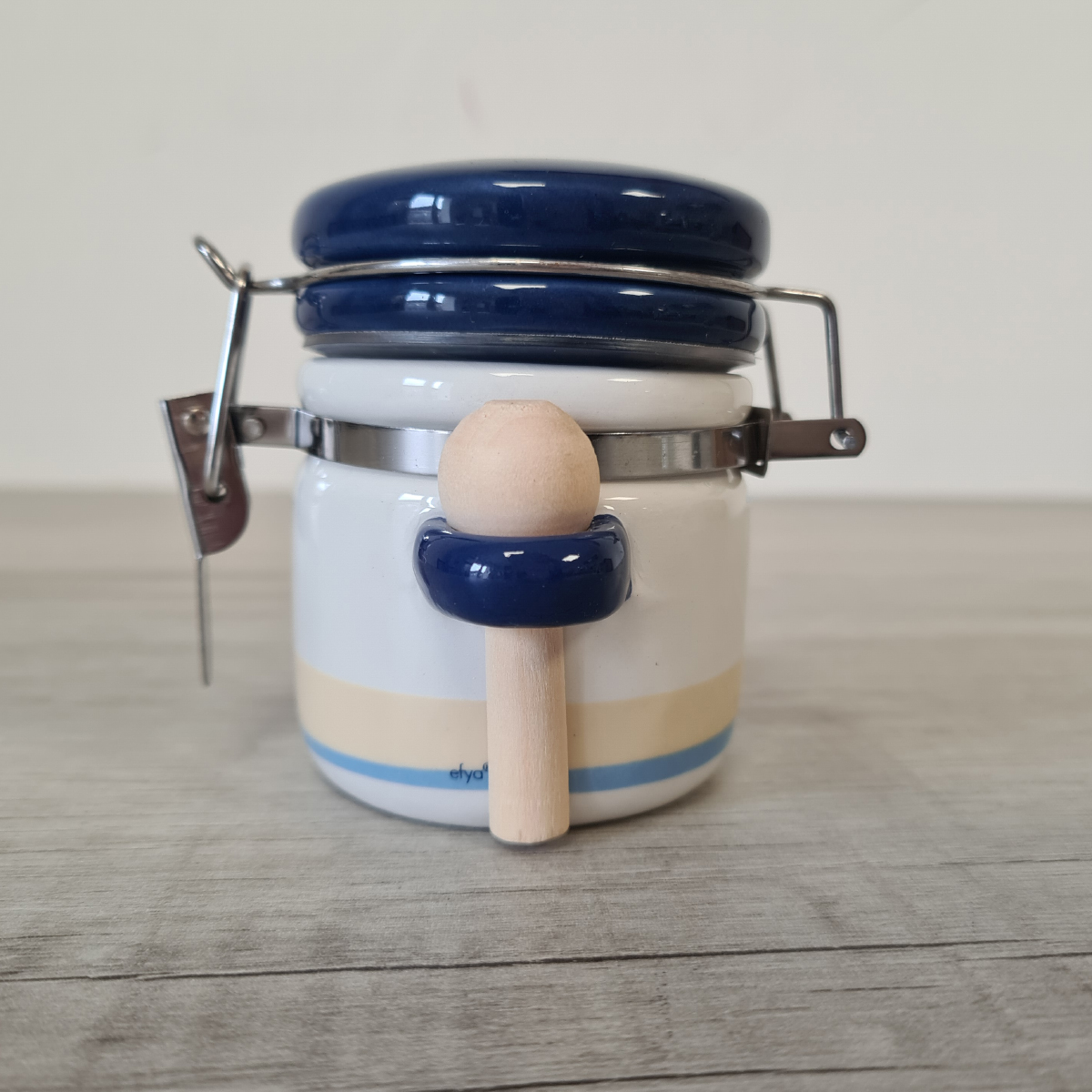 Salt pot with wooden spoon
