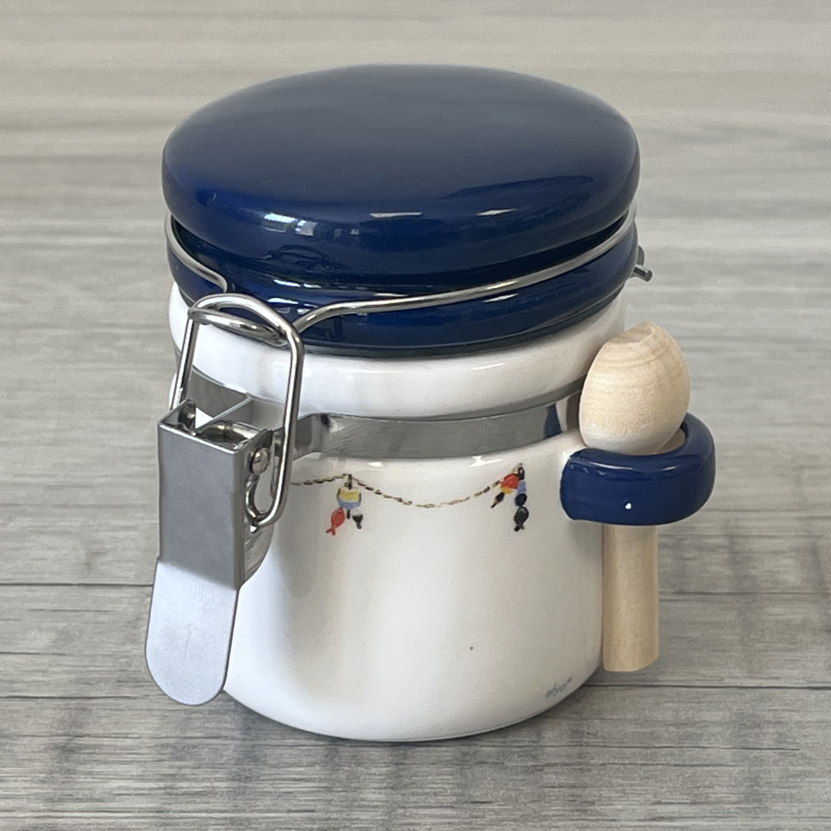 Salt pot with wooden spoon