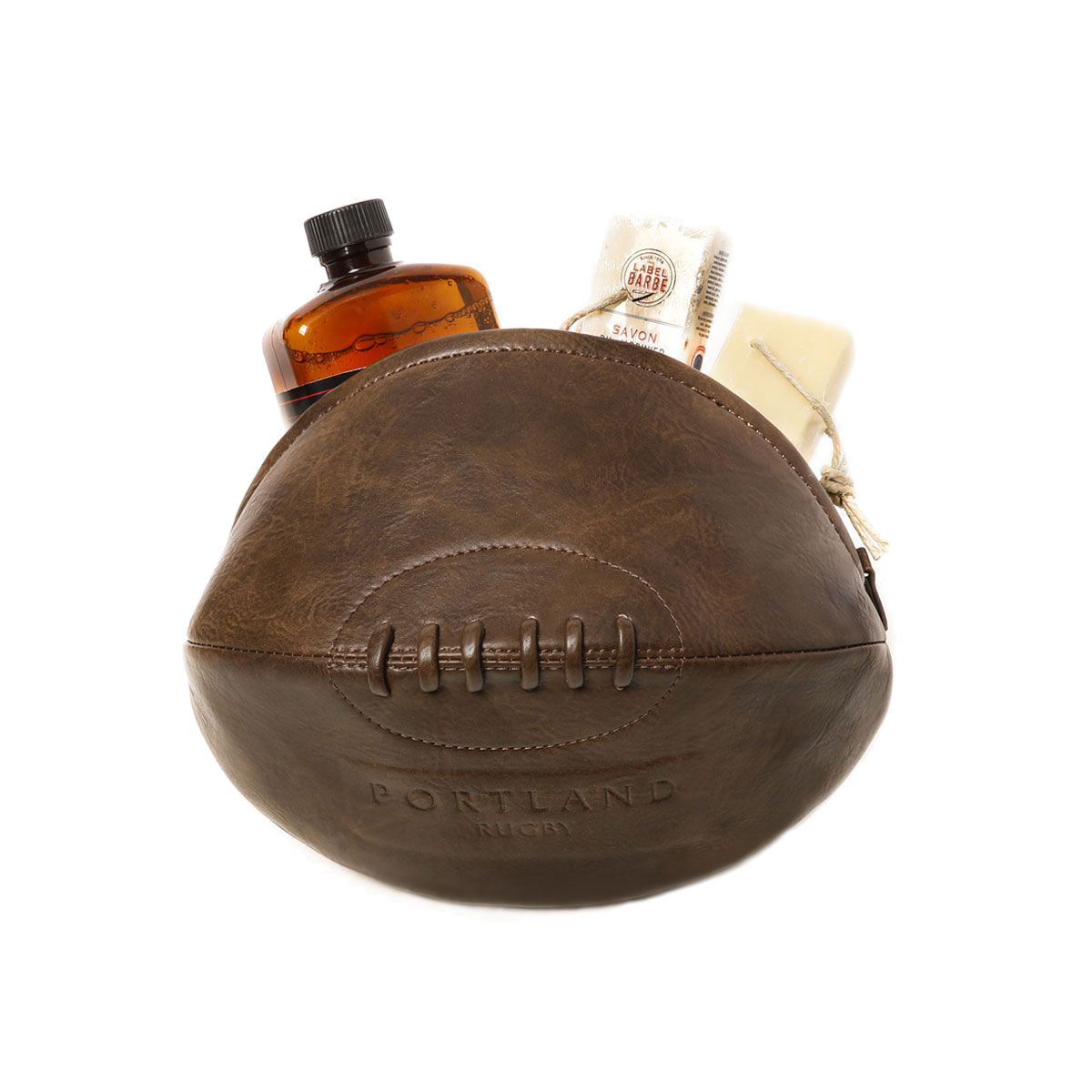 Retro rugby ball toiletry bag