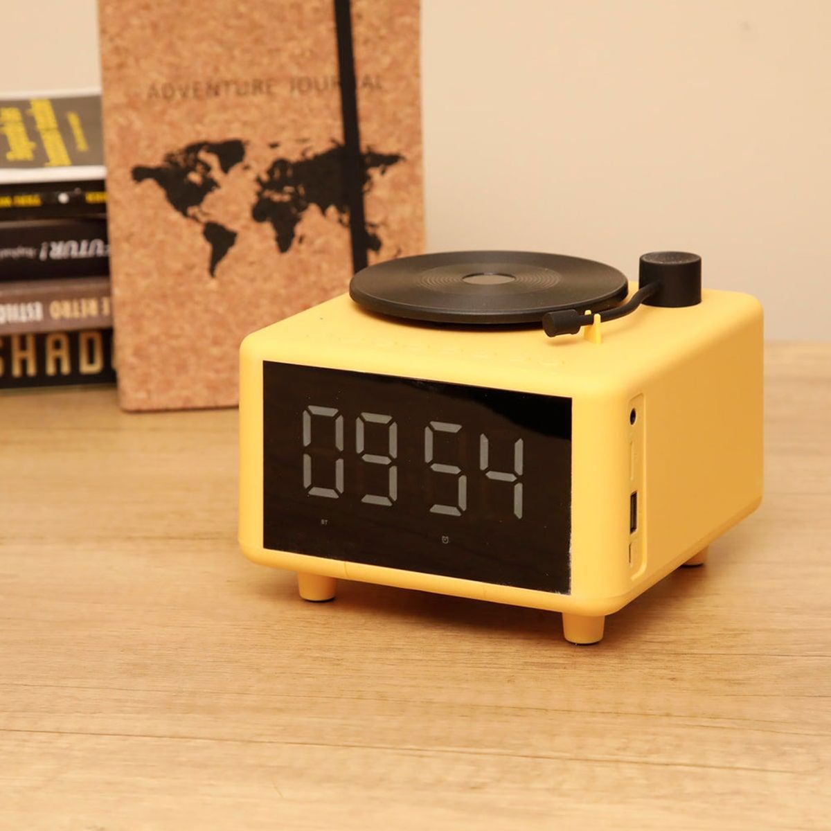 Yellow record player speaker alarm clock