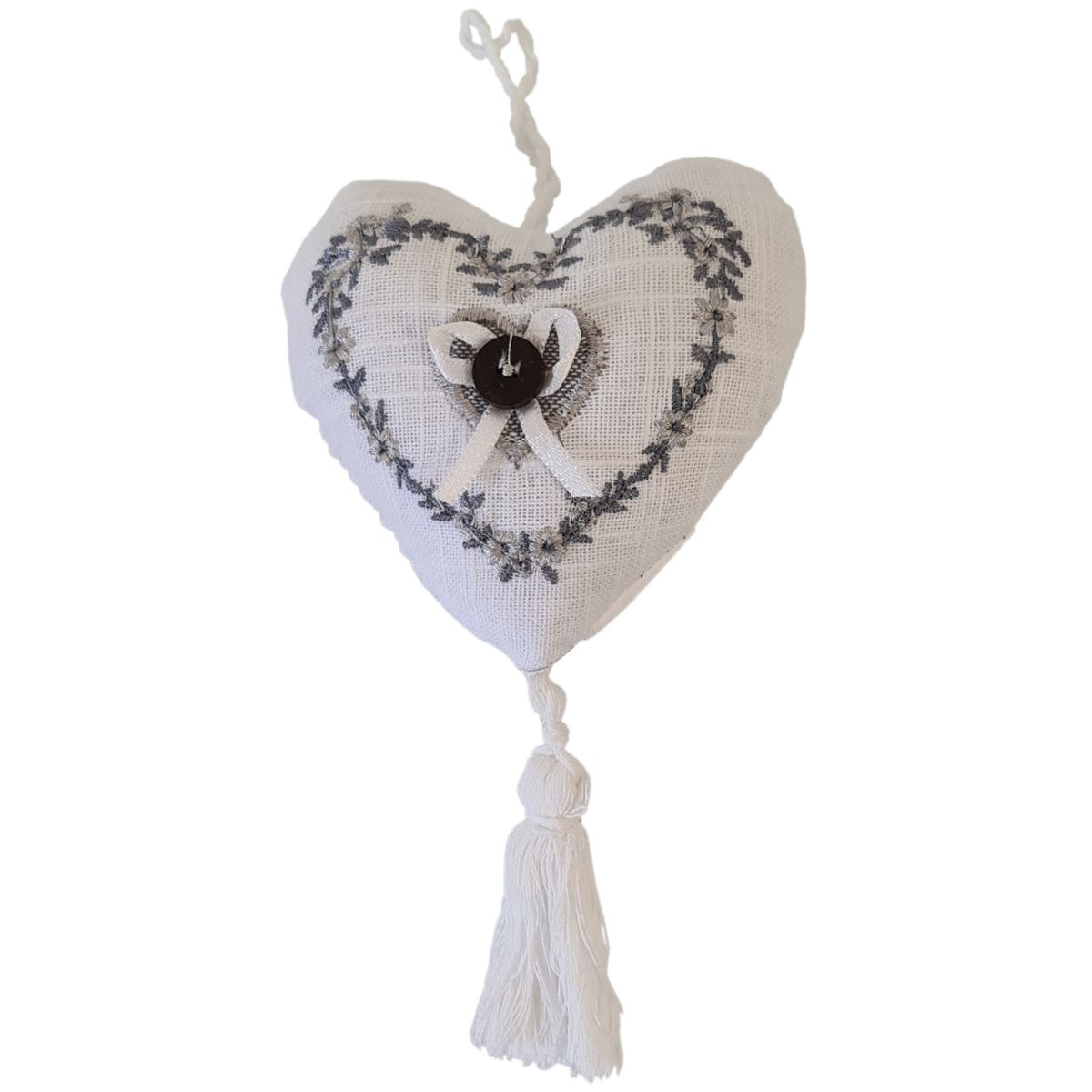 Set of 2 decorative cotton hearts to hang 10 cm - Pauline
