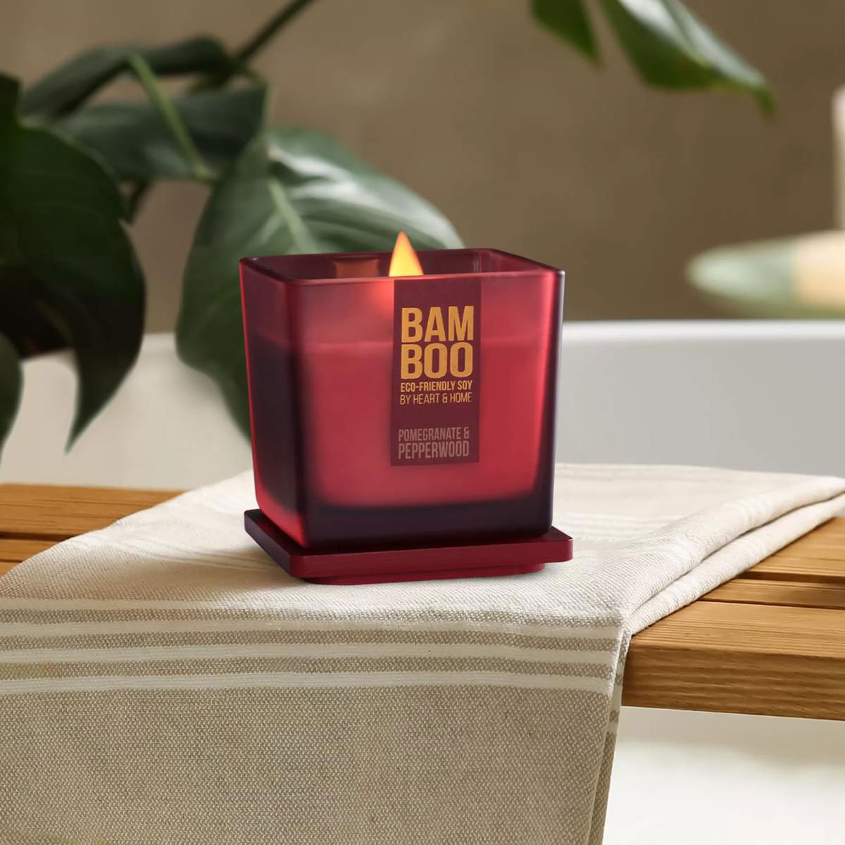 Candle Bamboo Heart and Home - Pomegranate and  Pepperwood