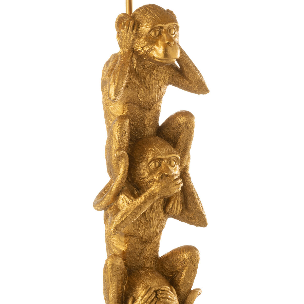 Wise Monkeys lamp in golden resin 88 cm