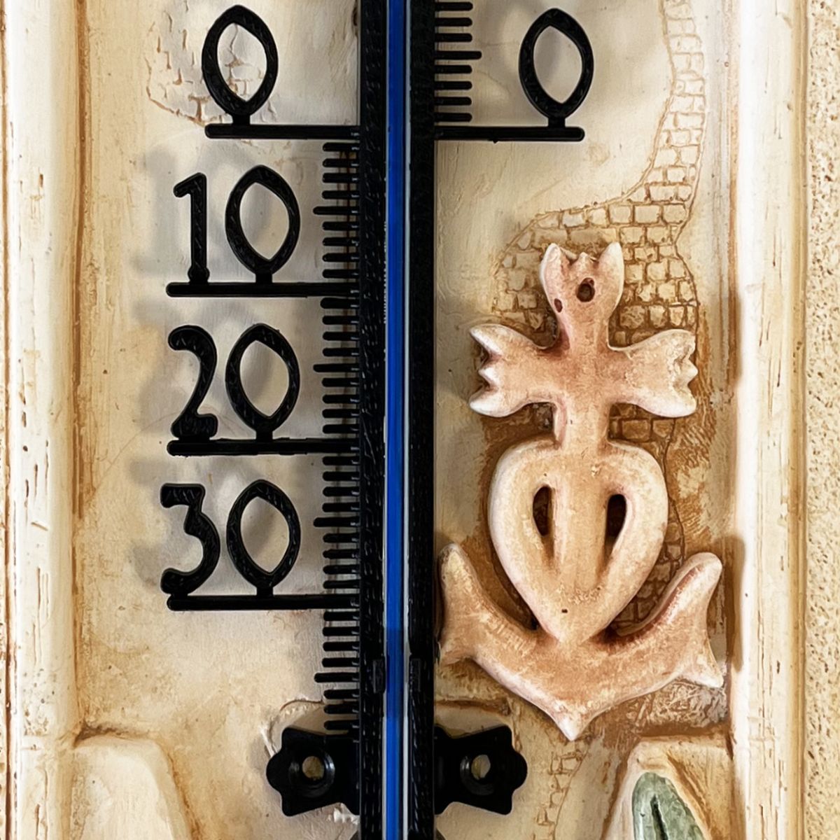 Artisan Plaster Thermometer - Handcrafted - 34 cm