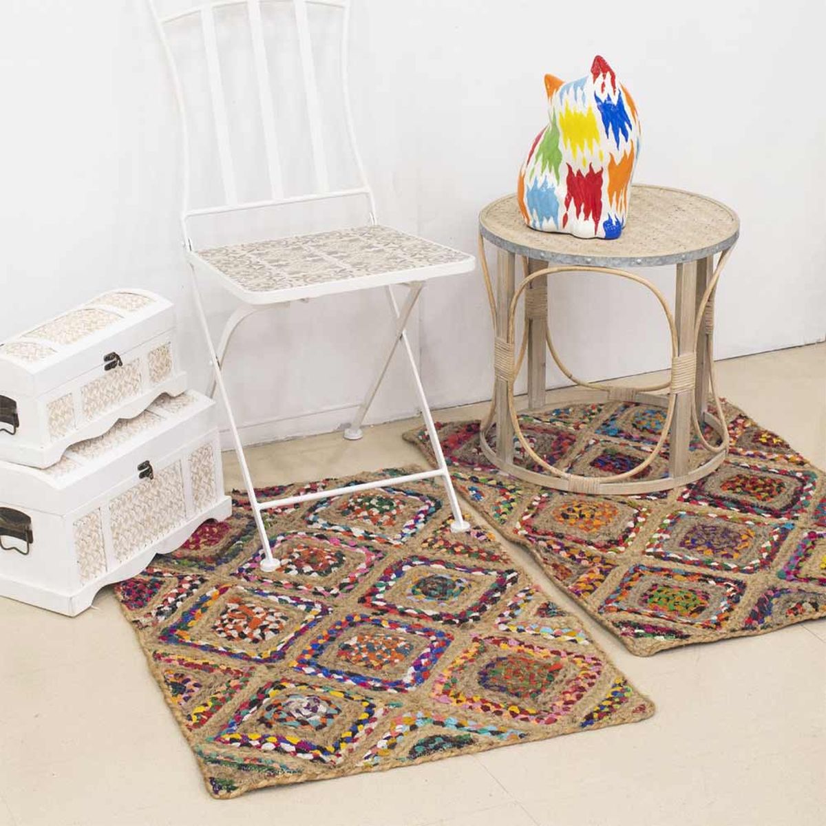 Carpet in Jute and Cotton 60 x 90 cm