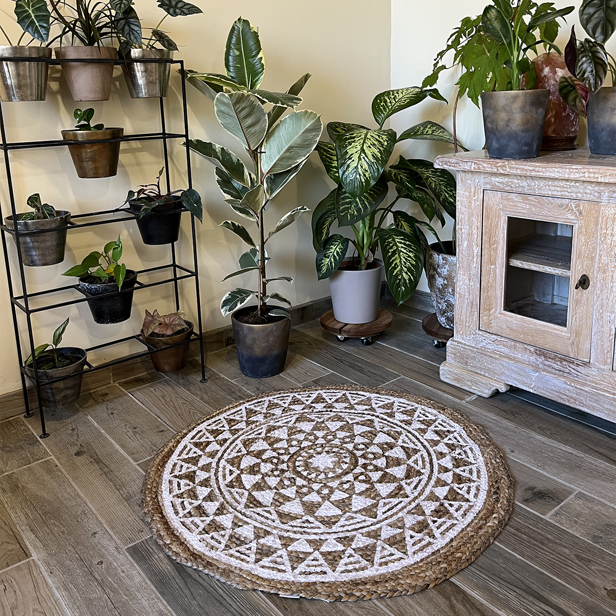 Carpet in Jute Mandala 90 X 90 cm