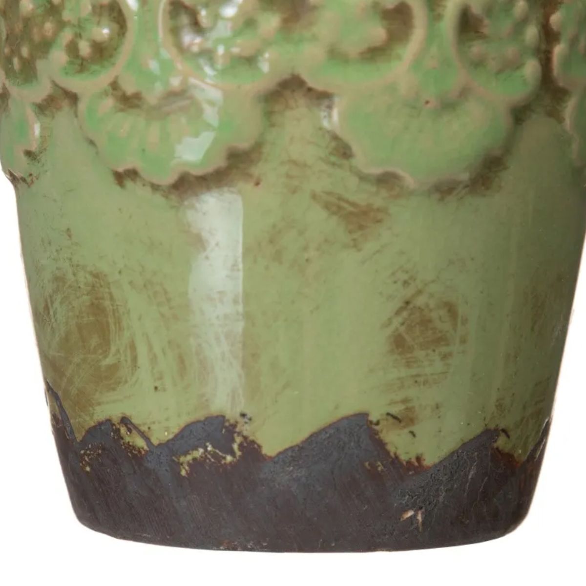 Flower pot in aged ceramic - Green