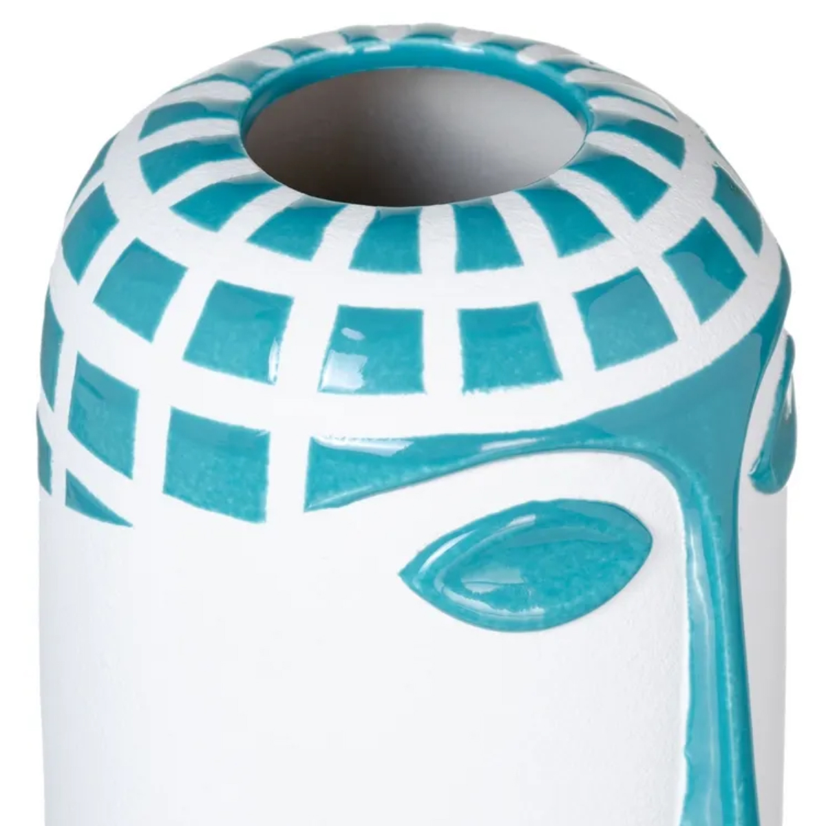 White and Blue Ceramic Face Vase