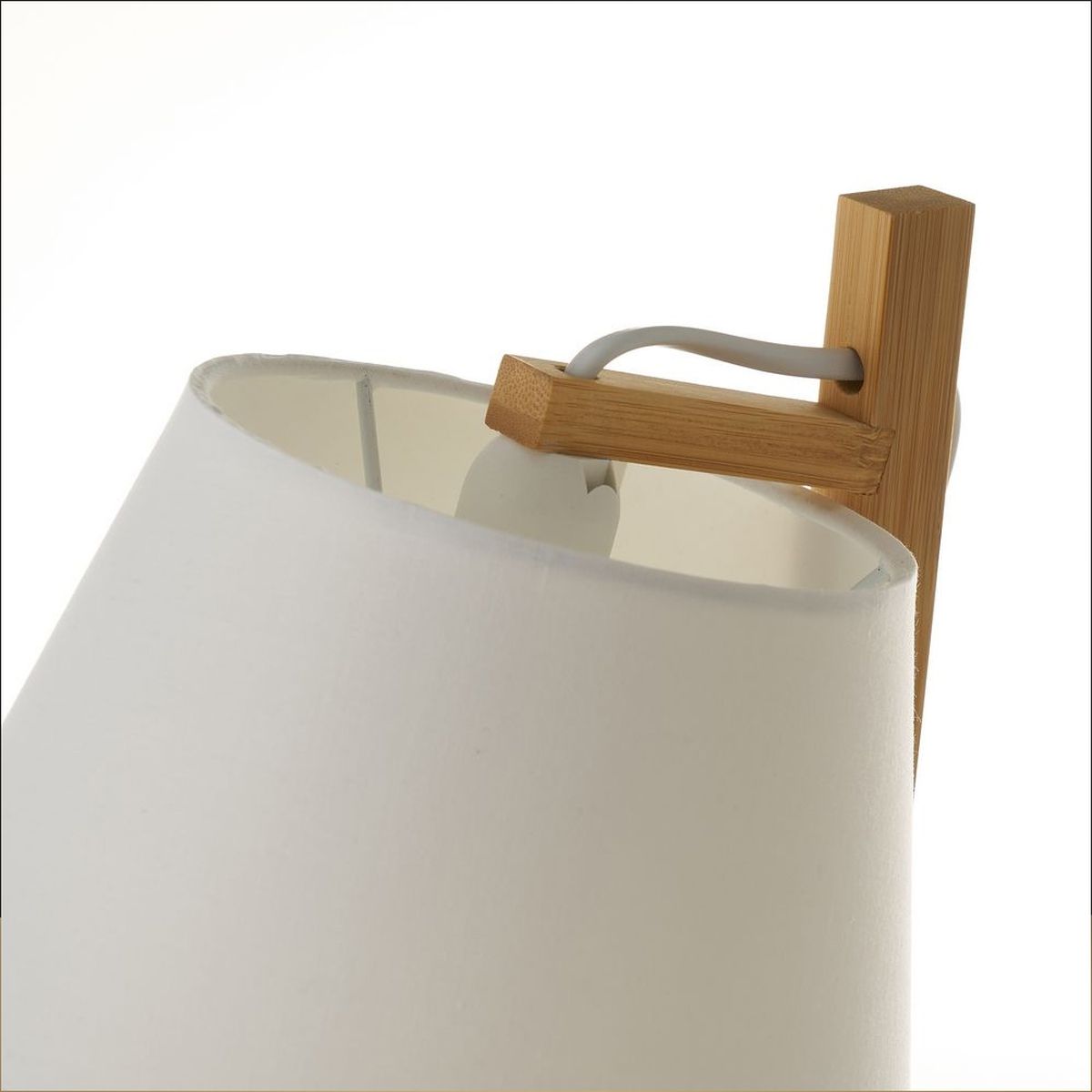 Bamboo table lamp and white shade