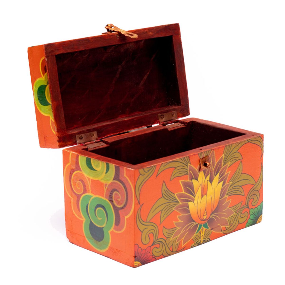 Tibetan treasure box hand painted flowers