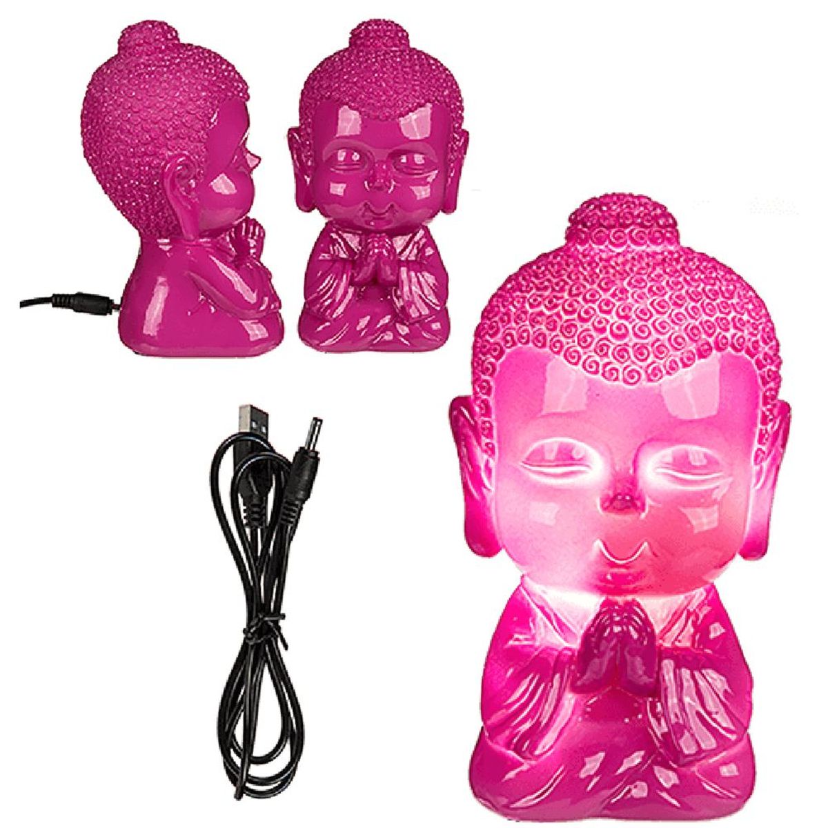 Lamp 8 LED USB Buddha 13 cm - Pink