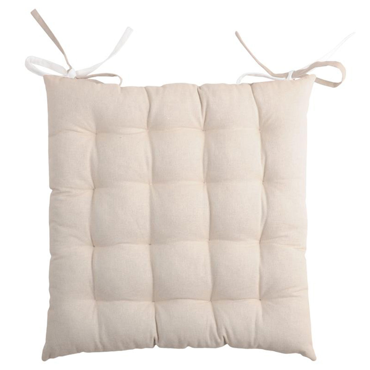 Reversible two-tone chair cushion in cotton - Lin and ecru