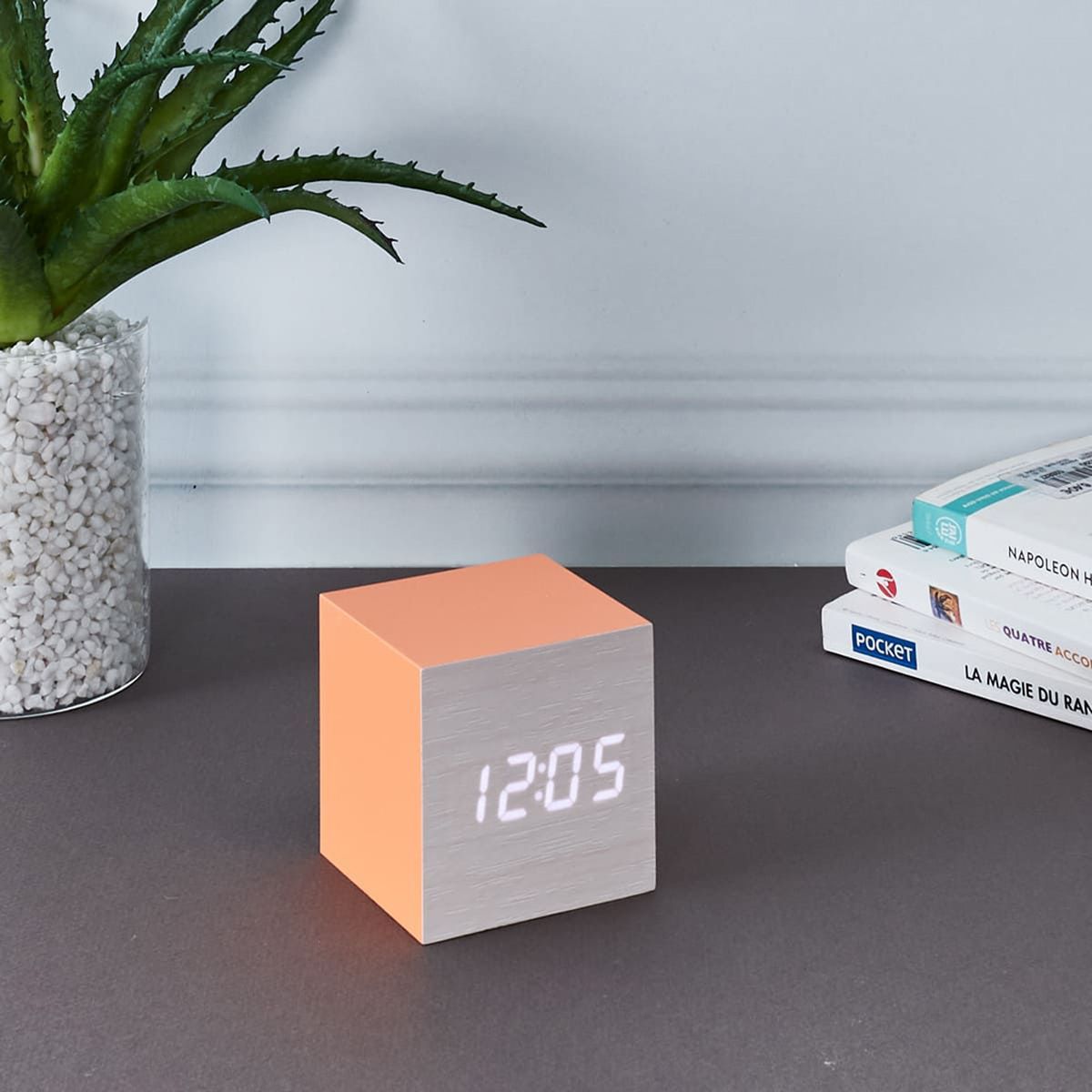 Small Orange cube alarm clock