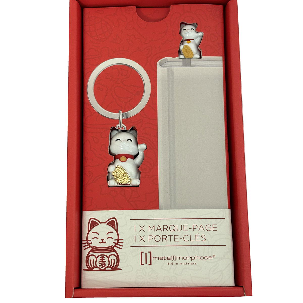 Gift Set Lucky Cat Keychain and Bookmark
