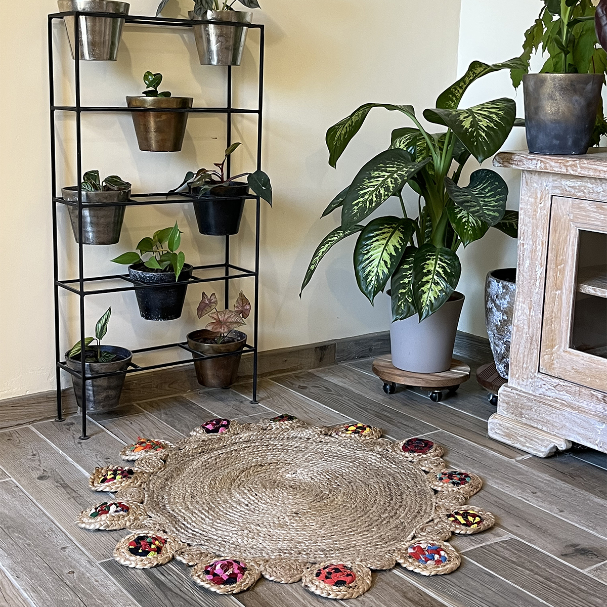 Carpet in Jute and Cotton 90 X 90 cm