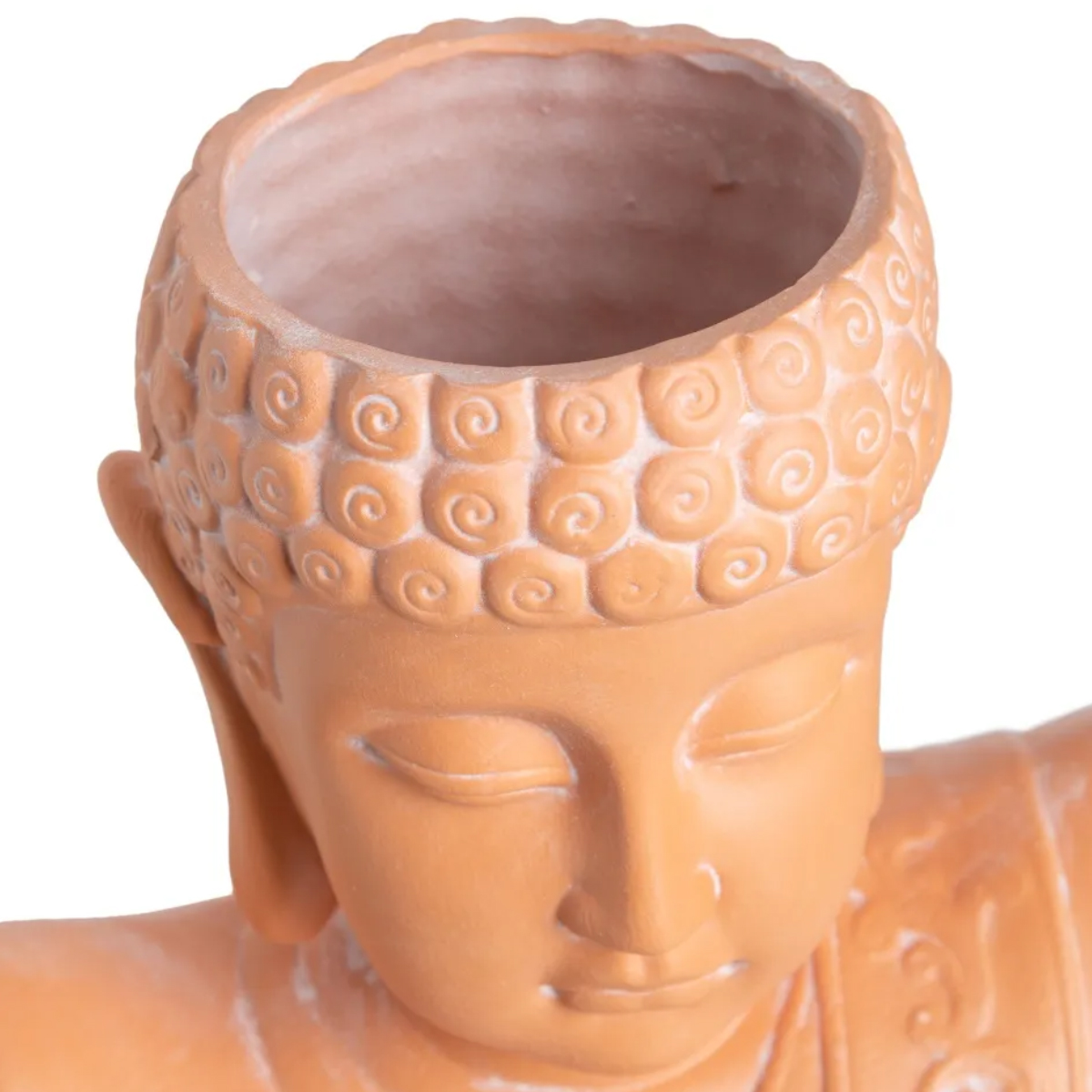 Terracotta color ceramic Buddha flowerpot