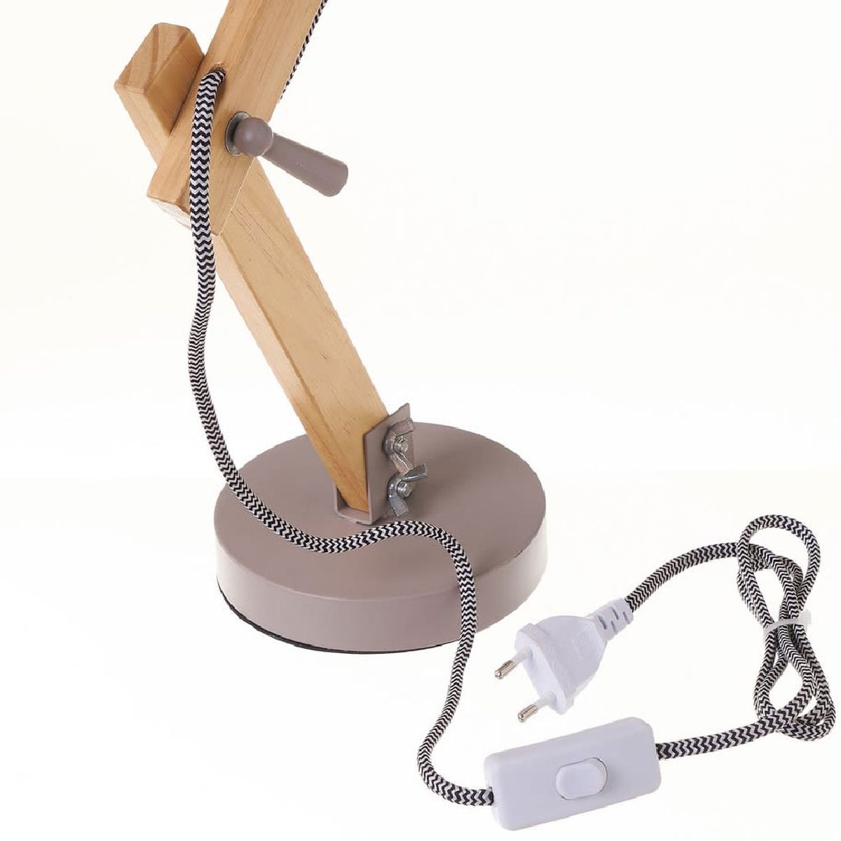 Gray metal and wood flexo lamp - 43 cm