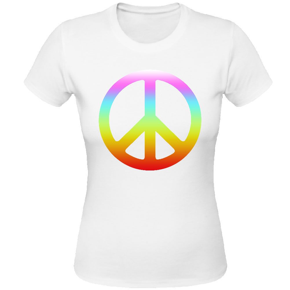 Peace and Love white Women Tee Shirt