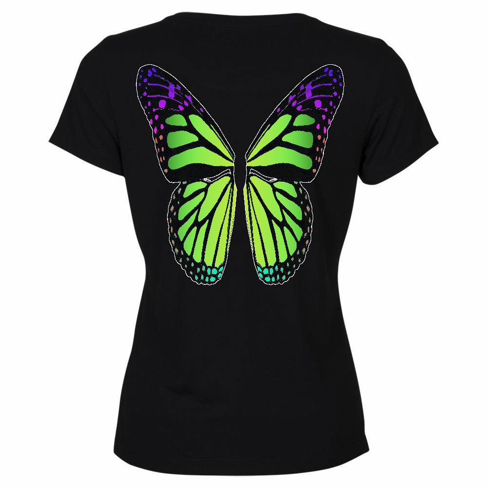Green Butterfly Women Tee Shirt
