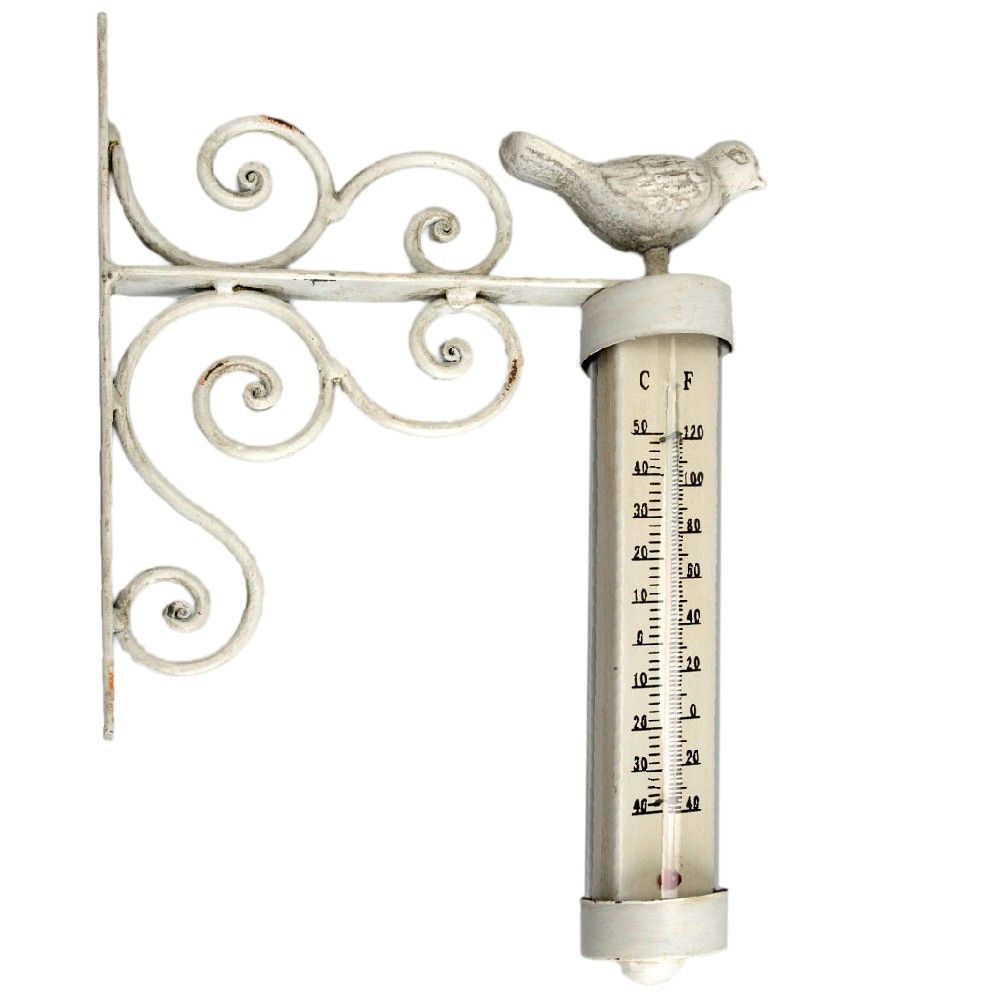 Bird Thermometer patinated metal