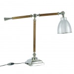 Adjustable desk lamp in wood and metal