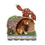 Unlikely Friends - Fox and Hound Log Figurine
