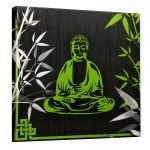 Small green Buddha zen canvas wall art 20 x 20 cm