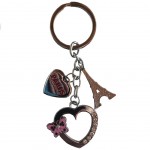 Paris Eiffel Tower Metal key ring - Hearts