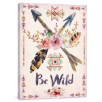Be Wild arrows feathers boho canvas wall art 30 x 40 cm