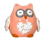 Pink Owl statuette 10 cm